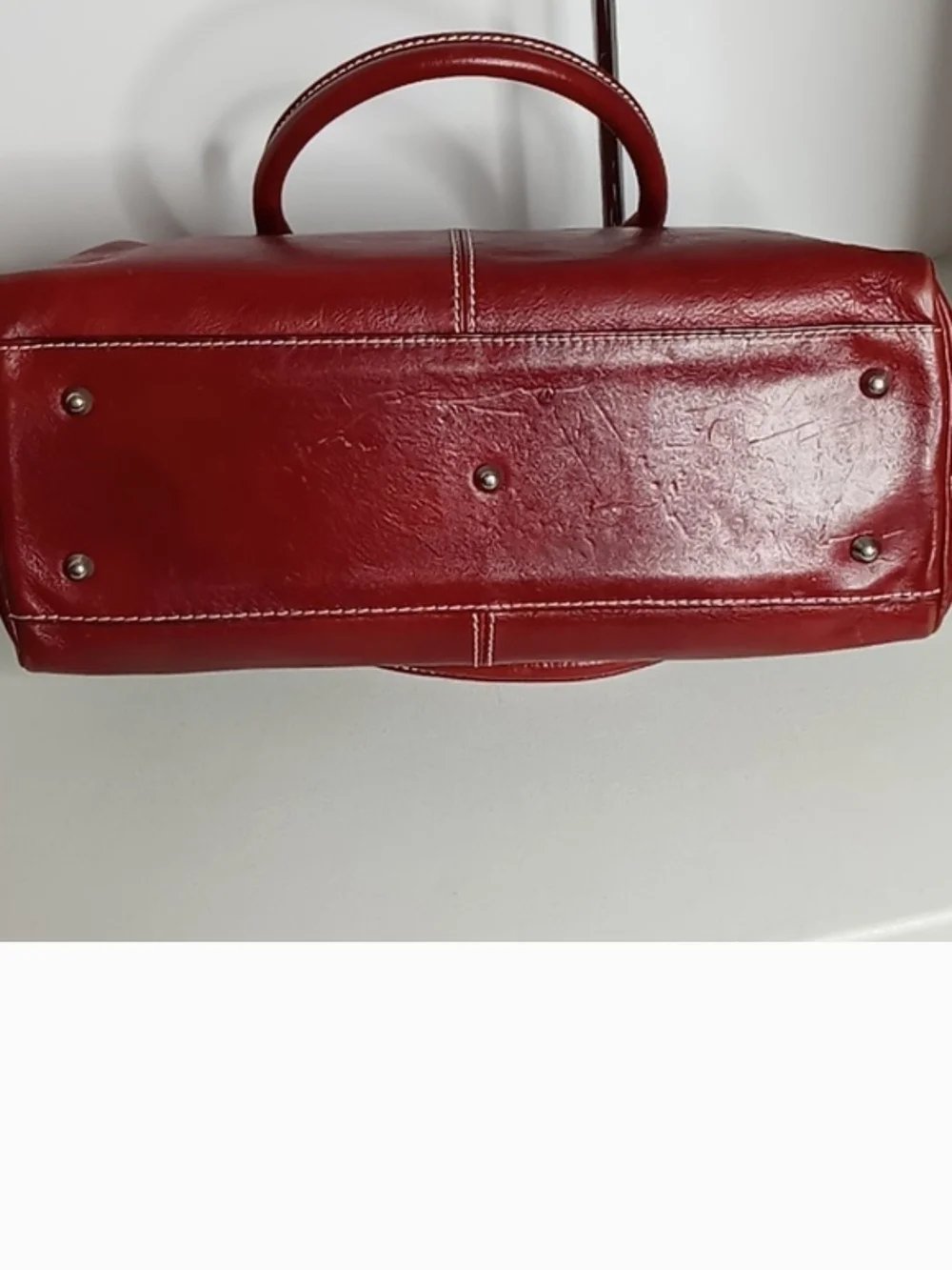 Valentine Paris Embossed Leather Bag in Rich Wine Red